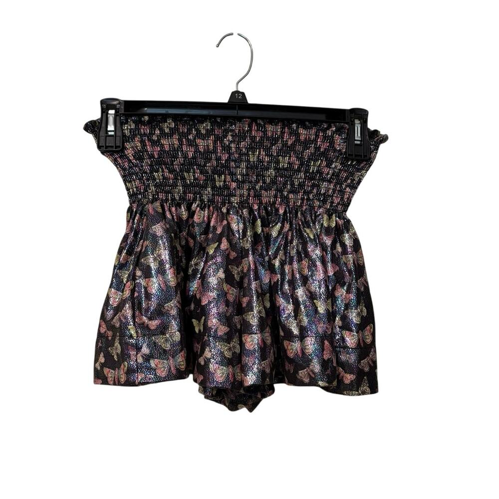 Queen of Sparkles Black Pink Holographic Butterfly Swing Shorts Size XS